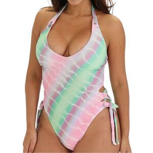 P- Isabella Rose Lace Up One Piece Swimsuit